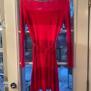 Tommy Hilfiger Striped Red Long Sleeve Dress